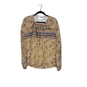 Savanna Jane womens size L shirt gold/multicolor peasant sleeve southwestern,